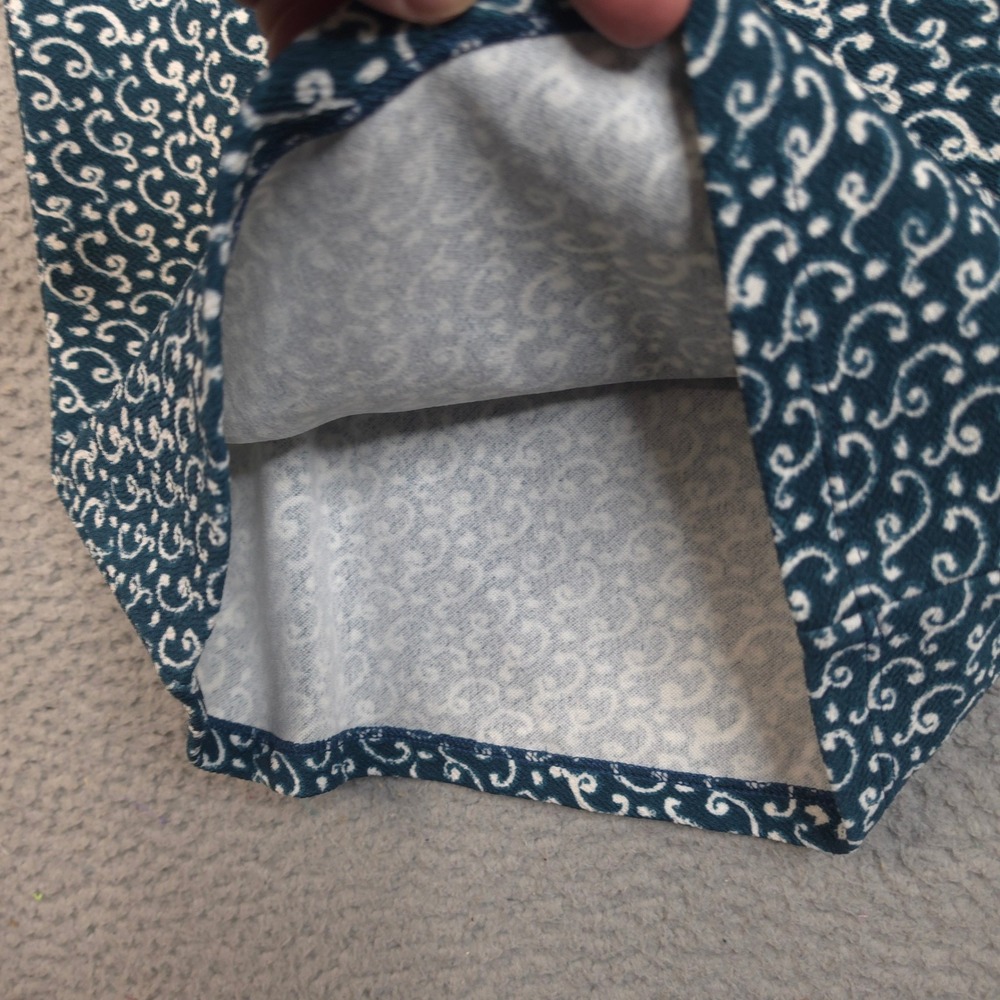 LuLaRoe Cassie Pencil Skirt XS Teal Blue White Scroll Print Stretch Midi NWT - Picture 6 of 10